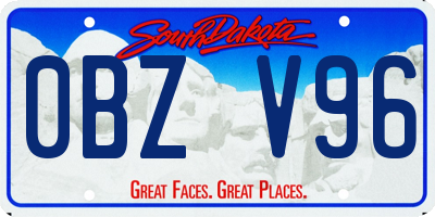SD license plate 0BZV96