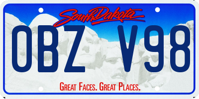 SD license plate 0BZV98