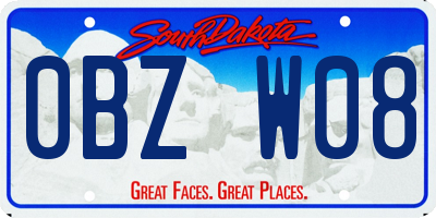 SD license plate 0BZW08