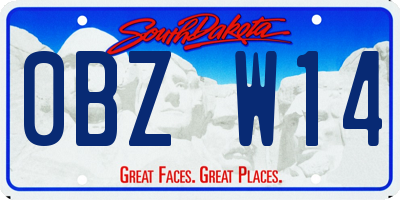 SD license plate 0BZW14