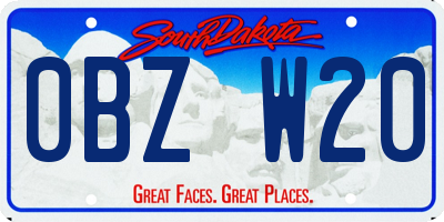 SD license plate 0BZW20