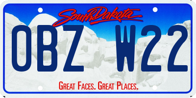 SD license plate 0BZW22