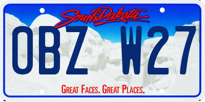 SD license plate 0BZW27