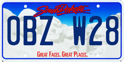 SD license plate 0BZW28