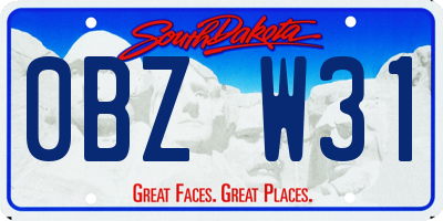 SD license plate 0BZW31