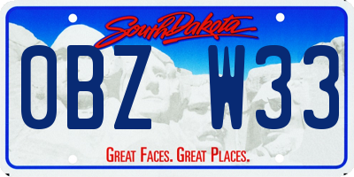 SD license plate 0BZW33