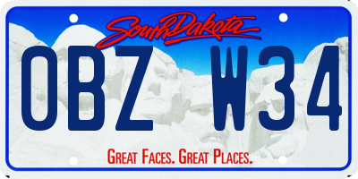 SD license plate 0BZW34