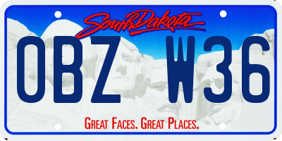 SD license plate 0BZW36