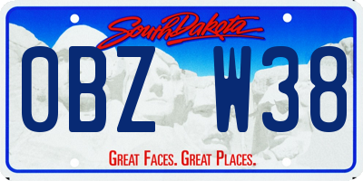 SD license plate 0BZW38
