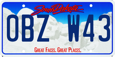 SD license plate 0BZW43