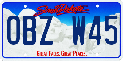 SD license plate 0BZW45