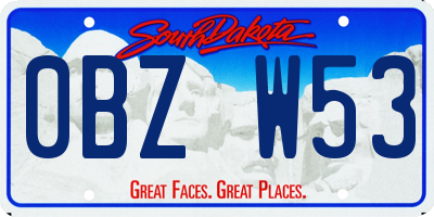 SD license plate 0BZW53