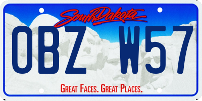 SD license plate 0BZW57