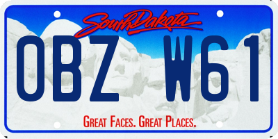SD license plate 0BZW61