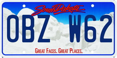 SD license plate 0BZW62