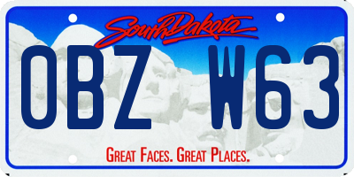 SD license plate 0BZW63