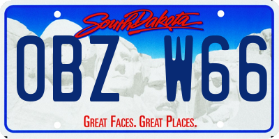 SD license plate 0BZW66