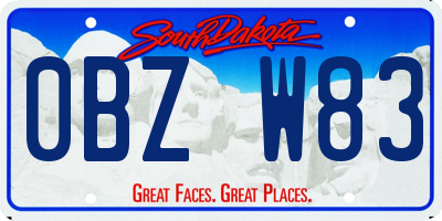 SD license plate 0BZW83