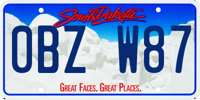 SD license plate 0BZW87