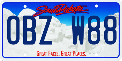 SD license plate 0BZW88
