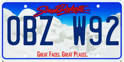 SD license plate 0BZW92
