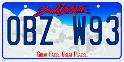 SD license plate 0BZW93