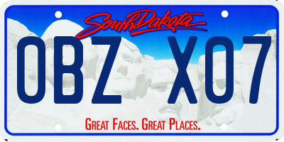 SD license plate 0BZX07