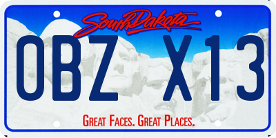 SD license plate 0BZX13