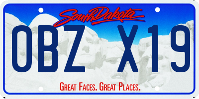 SD license plate 0BZX19