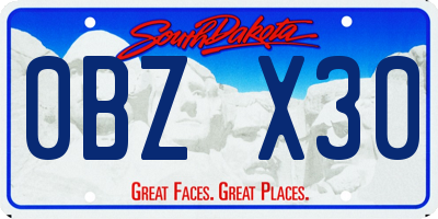 SD license plate 0BZX30