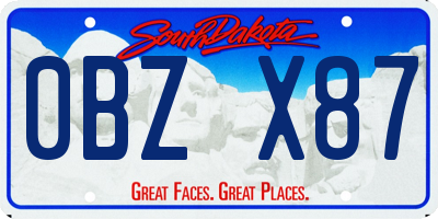 SD license plate 0BZX87