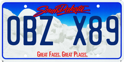 SD license plate 0BZX89