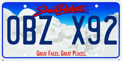 SD license plate 0BZX92