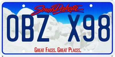 SD license plate 0BZX98