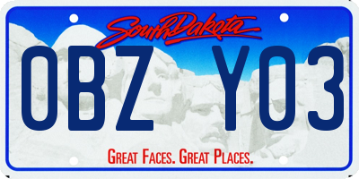 SD license plate 0BZY03
