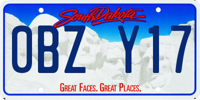 SD license plate 0BZY17