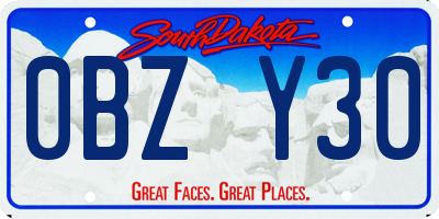 SD license plate 0BZY30