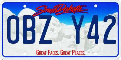 SD license plate 0BZY42