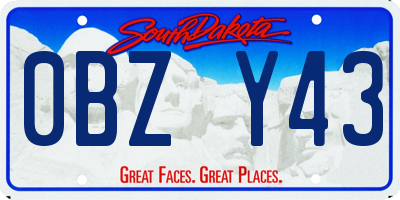 SD license plate 0BZY43
