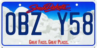 SD license plate 0BZY58