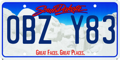 SD license plate 0BZY83