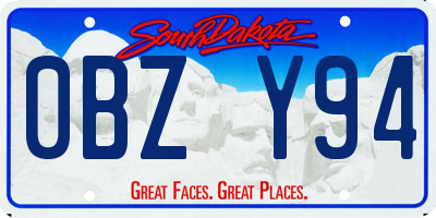 SD license plate 0BZY94