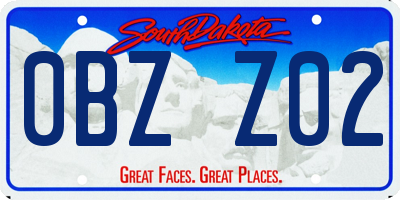 SD license plate 0BZZ02