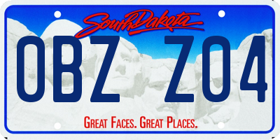 SD license plate 0BZZ04