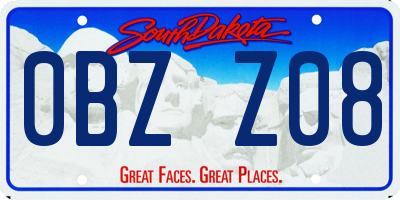 SD license plate 0BZZ08