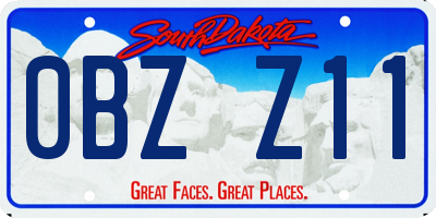 SD license plate 0BZZ11