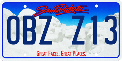 SD license plate 0BZZ13