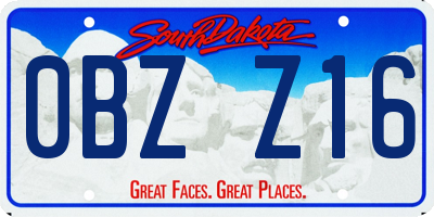 SD license plate 0BZZ16