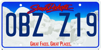 SD license plate 0BZZ19