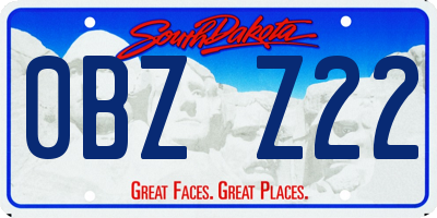 SD license plate 0BZZ22